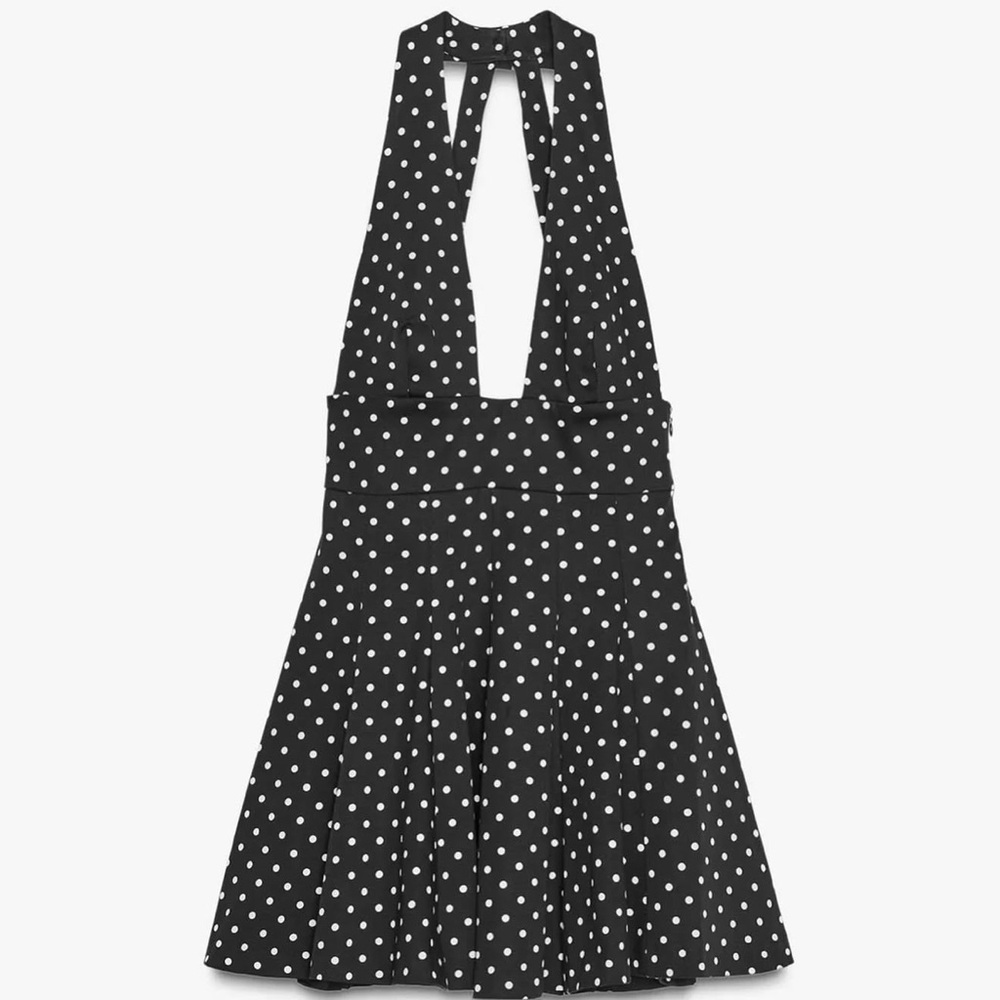Zara Black and White Polka Dot Halter Dress